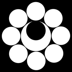 家紋　八曜に月