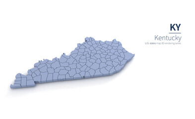 Kentucky State Map 3d. State 3D rendering set in the United States.