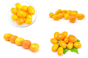Set of kumquats isolated on a white background cutout