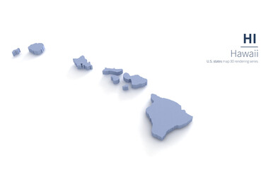 Hawaii State Map 3d. State 3D rendering set in the United States.