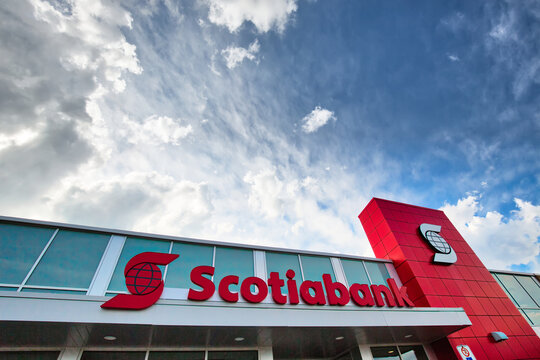 Toronto, Canada-June 19, 2019: Scotia Bank branch located at the shopping plaza