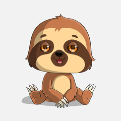 Fototapeta premium Cute baby sloth sitting, Hand drawn
