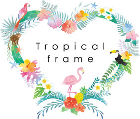 Fototapeta premium Heart tropical decoration frame