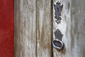 Ancient baroque door detail, Tiradentes, Minas Gerais, Brazil
