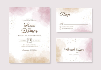 Beautiful wedding card invitation template with watercolor splash