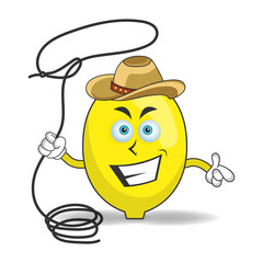 The Lemon mascot character becomes a cowboy. vector illustration