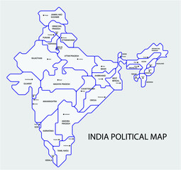 India political map divide by state colorful outline simplicity style. Vector illustration.	
