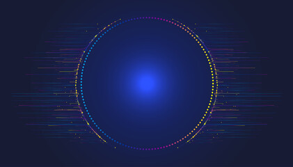 Colored dotted lines and dotted circles, Internet technology vector background. © hqrloveq