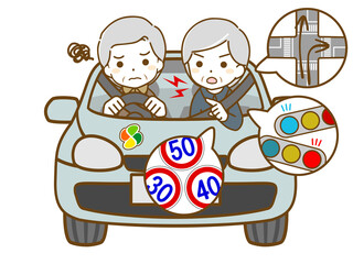 同乗する同年代男性の指図に困る老年男性