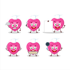 Cartoon character of love pink christmas with various chef emoticons