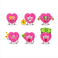 Love pink christmas cartoon character with cute emoticon bring money