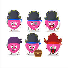 Cartoon character of love pink christmas with various pirates emoticons