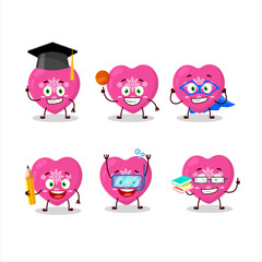 School student of love pink christmas cartoon character with various expressions