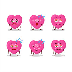 Cartoon character of love pink christmas with sleepy expression