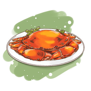 recommend clip art: Singapore Cuisine - Chilli mud crab