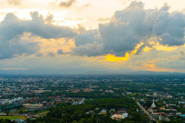 Hat Yai City  with Twilight Sky at Songkhla in Thailand