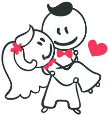 Wedding couple in love. bride and groom with heart