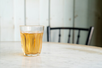 hot Chinese tea in glass