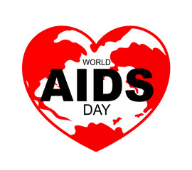 Aids in heart shape. World AIDS Day concept. Aids Awareness icon design for poster, banner, t-shirt. illustration.