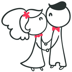 Cartoon couple kissing wedding invitation.