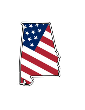 Alabama Flag with Outline