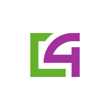 C4 or 4C alphabet letter logo icon design, vector logotype illustration