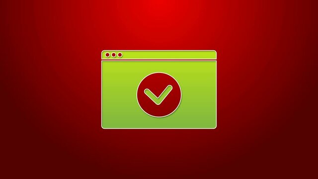 Green line Secure your site with HTTPS, SSL icon isolated on red background. Internet communication protocol. 4K Video motion graphic animation
