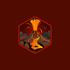 volcano eruption natural disaster vector icon