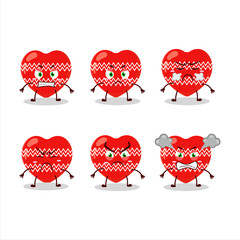 Love red christmas cartoon character with various angry expressions
