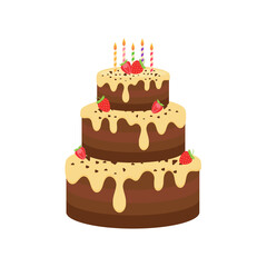 Happy birthday party birthday cake box Celebration Party Hat Gifts Multicolor balloons birthday candles set isolated flat vector graphic design illustration And icon elements