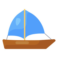 
Modern flatty icon of sailboat 
