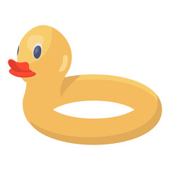 
Kids rubber plaything, flat icon of duck tube toy vector design 
