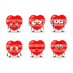 Love red christmas cartoon character with sad expression