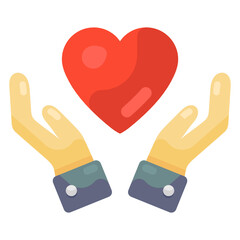 
Showing affection concept, flat icon of love support 
