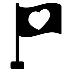 
Flat vector of heart flag, fluttering sports flag editable icon 
