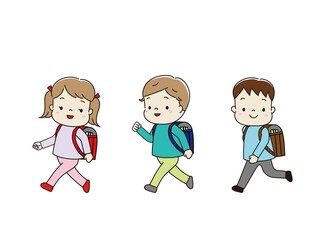 楽しそうに学校へ行く子供たち