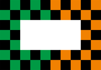 和柄フレーム4 緑と黒とオレンジ格子模様