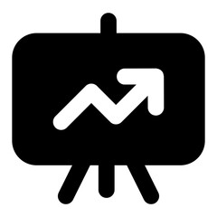 
A vector of growth chart on presentation board, business presentation, solid icon 
