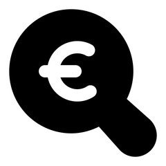 
Euro inside magnifier, financial search glyph icon
