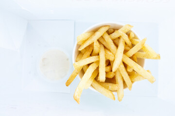 french fries on a white background