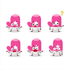 Cartoon character of new pink gloves with what expression