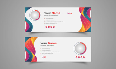 Abstract email signature banner template, creative email footer, vector  for all users.