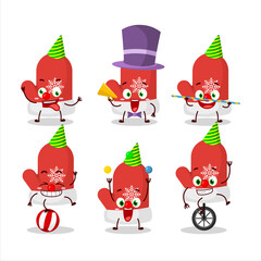 Cartoon character of new red gloves with various circus shows