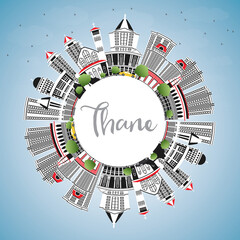 Thane India City Skyline with Gray Buildings, Blue Sky and Copy Space.