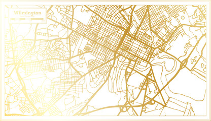 Wilmington USA City Map in Retro Style in Golden Color. Outline Map.