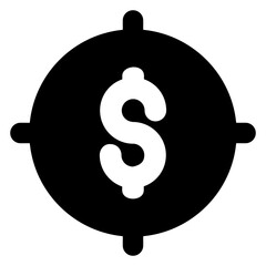 
Dollar under focus crosshair, business objective 
