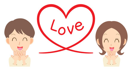 仲良しな若い男女【ベクターイラスト素材】　