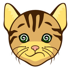 cat emoticon expressing confusion, funny confused emoji cartoon character with simplistic facial expression, simple hand drawn icon from a set