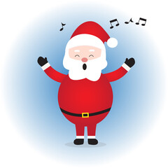 Santa Claus Sing a Song Illustration Vector.