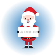 Santa Claus Holding Blank White Board or paper Illustration Vector.